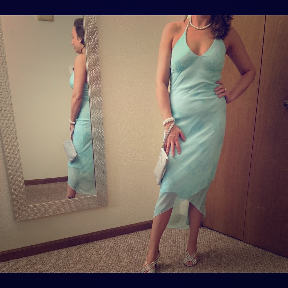 Blue halter dress